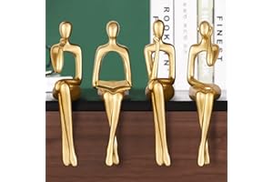 MASVAN Gold Home Decor Abstract Thinker Statues, Modern Bookshelf Sitting Figurines, Resin Sculpture Collectible Accents for Office Coffee Table Living Room Shelves Decoration,Gold
