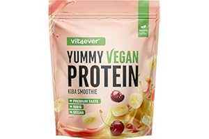 VIT4EVER Yummy Vegan Protein Kiba Smoothie – Batido proteico vegetal con 24,3 g de proteína por porción a partir de aislado de haba (fava) con BCAA y aminoácidos – 908 g