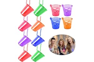 ZeYou Verres à Shot en Plastique 12 Pièces,Verre à Liqueur en Plastique Perlé Mariée 6 Couleurs Collier De Verre Verres à Shot Team Bride Gobelets JGA avec Chaîne pour Bachelorette Fête Mariage