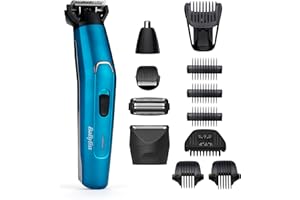 BABYLISS FOR MEN Babyliss Men 12-in-1 Japanese Steel Ultimate Face and Body Multi Grooming Kit with Nose Trimmer Head and Body Groomer - 100% Waterproof