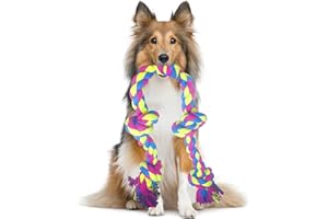 EPHOSHI Dog Rope Toy Indestructible，Tough Dog Toys,Grinding Teeth Toys for Large Dogs,Sturdy Cotton Material, High Toughness and Bite-Resistant,for Rlarge Dogs Grind and Clean Teeth (Pink Green Blue)