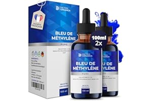 Detox Organica Bleu de Methylene Pur 100ml [ x2 Flacon Pipette - Qualité Pharmaceutique ] Solution aqueuse 1% Premium, 100% USP - Fabriqué, Testé et certifié laboratoire Allemagne
