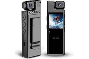 KAMREA Mini Kamera Do Ciała - 1080p, Obracana o 180°, Wykrywanie Ruchu, 6 Godzin Pracy Baterii, Przenośna Kamera Monitorująca Wewnątrz i Na Zewnątrz, Do Sportu