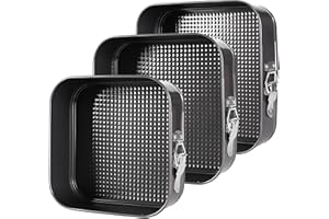 WTZWYFWJ Tortiera Rimovibile,Teglia Da Forno Quadrate Springform,Stampo Torta Con Clip,In L Rivestimento Antiaderente,3 Pezzi Rimovibile Stampi per Dolci(20/22/24 Cm),Per La Cottura Di Torte E Dolci
