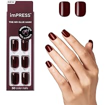 imPRESS KISS Color Press-On Manicure Fake Nails, Latte - Short ...