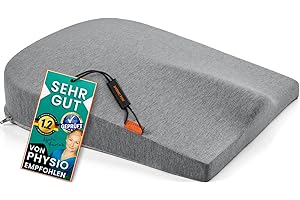 ‎DYNMC YOU Poduszka klinowa DYNMC - nowoczesna ergonomiczna poduszka do siedzenia na krześle, samochodzie - optymalne wypełnienie z twardej pianki z pamięcią kształtu, miękka powłoka w kolorze szarym
