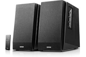 Edifier R1700BT Lautsprecher-Set – 2 Regallautsprecher – analoge + digitale Anschlüsse – Bluetoothverbindung – Echtholzgehäuse in Schwarz, Braun, Weiß – inkl. Anschlusskabeln – Fernbedienung