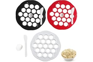 GRASSLANDY 3 Pezzi Pelmeni Maker Stampo per Gnocchi Piccoli Impastatrice per Ravioli Stampo per Pelmeni Ravioli Forme Manuale Pierogi Maker Plastica Stampi per Ravioli Pasta Plastica 19 Buche (Bianco Rosso Nero)