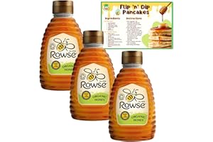 Organic Honey Bundle Includes 3-Pack Rowse Honey Squeezy Bottle (340g each) and Go2 Groceries Recipe Card