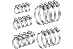 Bolatus 20 st 10–50 mm slangklämmor set, justerbara slangklämmor 304 rostfritt stål snäckdriv slangrörklämmor små rörklämmor