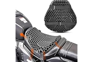 Caffney Motorcycle Seat Cushion Gel Shock Absorption 3D Honeycomb Mesh Motorbike Seat Pad Quick-drying Protective Ride Saddle Seat Cover Waterproof Motorbike Cushion Pad for Scooter E-Bike