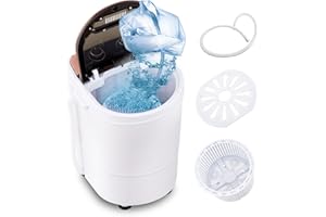 CLIPOP Mini Waschmaschine mit Schleuder & Timer, Waschautomat bis 3 KG, Reisewaschmaschine, Camping Mobile Waschmaschine, Toploader Miniwaschmaschine (1 Kammer)