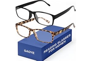 Gaoye +1,5 2-pak okularów do czytania dla kobiet - filtr niebieskiego światła, ochrona przed promieniowaniem UV - czytniki z prostokątnymi ramkami
