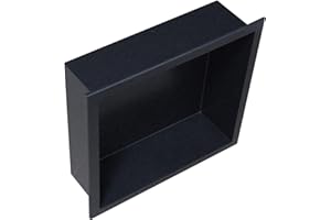 BERNSTEIN - Niche murale douche Noire à rebord 30x30x10cm acier inoxydable étagère encastrée salle de bain, Anti-rouille, étanche, installation facile - BS303010