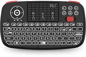 Rii Mini i4 Wireless + Bluetooth (layout ITALIANO) - Mini tastiera retroilluminata con touchpad compatibile con Smart TV, TV Box, Tablet, Smartphone, Console, PC, Fire TV, Raspberry