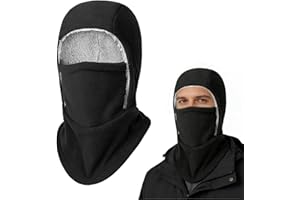 Shxiuminy Unisex Winter Balaclava Windproof Thermal Fleece Face Mask - Cold Weather Full Face Cover with Neck & Ear Protection for Skiing Cycling Outdoor Sports Men Women Black