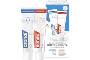 ‎ELMEX aronal & elmex Zahnpasta Doppel-Schutz 2x75ml – medizinische Zahnreinigung mit doppeltem Schutz für Zahnfleisch und Zähne – stärkt die Zähne gegen Karies für morgens und abends