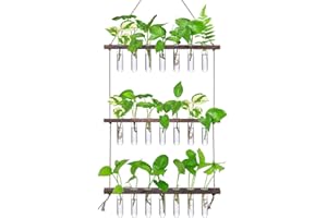 XXXFLOWER Wall Hanging Propagation Station with 3 Tiered Wooden Stand 21 Test Tubes Plant Holder Hydroponic Plants Terrarium Plant Lover Gifts Indoor Garden Decor