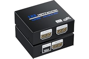 Divisor HDMI 1 en 2 salida 4K 30Hz, BolAAzuL 1x2 HDMI divisor para monitores duales, 1 fuente a 2 pantallas solo espejo/duplicado, compatible con 3D y 1080P para Xbox PS4 Fire Stick HDTV - Adaptador