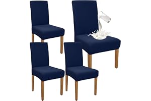 Granbest Premium vattentätt matrumsstolskydd set om 4, stretch hög baksida stolskydd, dra-på-skydd för matsal, avtagbart stolskydd för bankett, kök, fest (set om 4