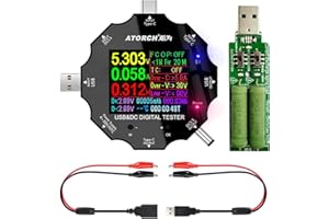 AVHZY Digitalmultimeter,Spannung,Strom,Leistung,Widerstand,Kapazitätsdetektor,mit Clip-Kabel Unterstützt PD2.0/PD3.0,QC2.0/QC3.0 (UD18(Erkennungslinie+Last))