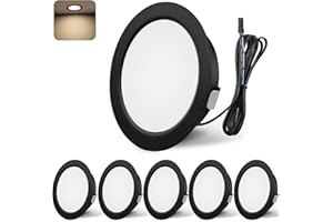 YindaLux Spot LED Encastrable, Spot LED 12V 4000K Blanc neutre Dimmable, 3W Extra Plat Spot encastrable, Trou 55-58mm Aluminium Plafonnier spot avec câble de 2m, Lot de 6, Noir