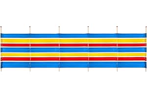 Yello Beach & Camping Windbreak, 6 Pole Sun & Wind Shelter, 120 x 371 cm Outdoor Privacy Screen