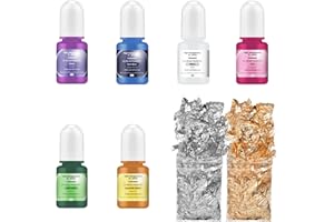 Canollo 6 Stück Farbpigmente für Gießpulver, Mit 2 Farbe von Goldfolie Flocken, Epoxidharz Farbe je 5 ml, Farbpigmente Farbe für Gießpulver Farbstoff Set, für Harz Kunst, Gipsfarbe, DIY Kunsthandwerk