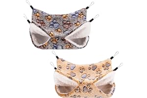 Partideal 2 Pack Double-Layer Pet Cage Hammock, Hanging Bed Cage for Small Animals, Soft Velvet Pet Hammock for Guinea Pig Parrot ferret Squirrel Hamster Rat Toys Playing Sleeping Beds(Black, Coffee)