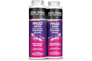 John Frieda Frizz Ease Brazilian Sleek Frizz Immunity Smoothing Shampoo and Conditioner Duo Pack 2 x 500ml, Smoothing Anti-Frizz Shampoo and Conditioner Bundle For Frizzy, Dry Hair