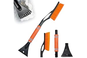 AOMAIGAD Spazzola da Neve per Auto,Raschietto Ghiaccio Auto,Raschietto per Ghiaccio e Spazzola da Neve 2 in 1,Rimovibile con Impugnatura Morbida Antiscivolo,per Auto (Colore Arancia)