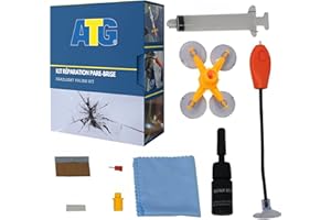 ATG® Reparation Pare Brise Avec Résine de Réparation de Pare-brise Pour Réparer Les Éclats de Fissure de Pare-brise de Voiture | réparation des impacts de pierres sur le pare-brise avec lampe UV