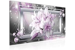 Runa Art Vector de la decoración floral de la pared del lirio - 100 x 40 cm Vista de impresión en lienzo Salón Apartamento - listo para colgar - 021712b