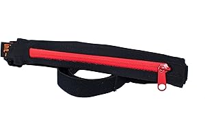 SPIbelt Performance Series Running Belt - Large Pocket with Gel Loops (Black with Red Zip)