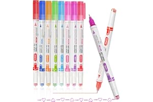 TOPBELIEF Resaltador De Curvas, 8 Pcs Boligrafo Resaltador Curvo, Bolígrafos De Colores Curvas, Bolígrafos De Punta Doble Con 8 Formas De Curva Diferentes, Bolígrafos De Colores Para Diario álbumes De Recortes