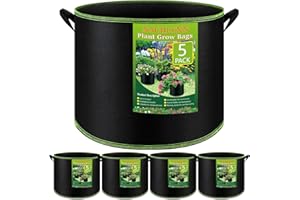 NACHLYNN 5er-Set 30 Liter Pflanzbeutel Robust mit Griffen – Belüftungstöpfe aus Verstärktem Vliesstoff für Pflanzen Obst Blumen & Gartenbau