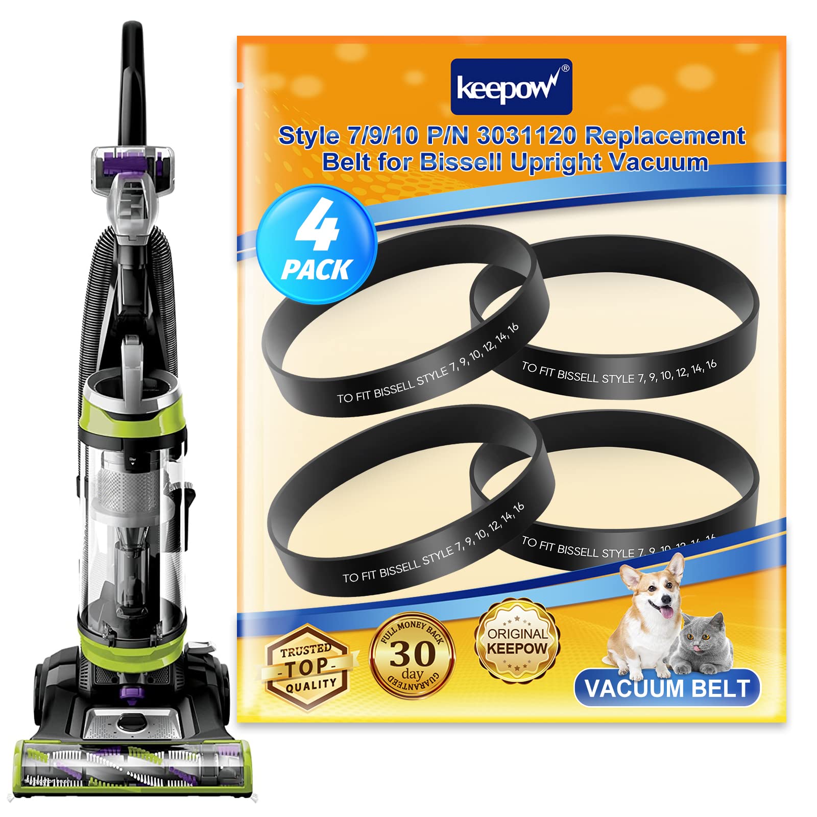KEEPOW Vacuum Belts - The Ultimate Replacement for Bissell Style 7 9 10 12 14 Belts 3031120