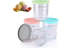 PCTTOIL Creami Deluxe Behälter für Ninja Eismaschine, 4 Stück Eisbehälter und Deckel für Ninja NC500 NC501EU Creami Deluxe Zubehör für Ninja Eisbehälter, BPA-frei, Spülmaschinenfest,farbige Deckel