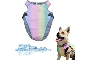 LMYKH Giacca raffreddante per cani, gilet refrigerante per cani, maglia traspirante con cinghie regolabili, per cani (piccolo, arcobaleno)