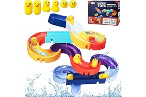 JOITALE 34 Stück Badespielzeug, Kinder Kugelbahn Badewannenspielzeug ab 3 4 5 6 Jahre, DIY Wasserspielzeug Murmelbahn Badewannen Spielzeug mit Saugnäpfe, Badespaß Geschenk 3-6 Jahre Mädchen Junge