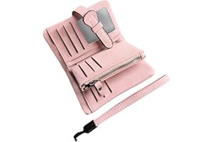 AOXONEL Women's Small Bifold Leather Wallet RFID Blocking Ladies Wristlet with Card Holder id Window Coin Purse