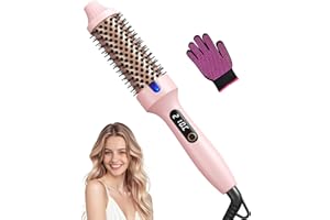 Thermal Brush, Haokoo 38mm Spazzola Termica per lo Styling da Salone Blowout in 8 Minuti, Spazzola Calda Volume Ionica Riduce Crespo, 6 Temperatura con Display LED, Doppia Tensione, Rosa