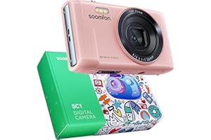 SOOMFON 72MP Aparat cyfrowy, aparat fotograficzny z 16-krotnym zoomem z kartą TF 32 GB, czytnik kart & 2 x akumulatory, przenośny aparat fotograficzny w stylu vintage z 7,1-centymetrowym ekranem, dla