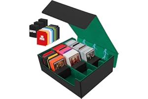 LALATOK Caja de Barajas para Cartas, Caja de Cartas Coleccionables para 1800+ Cartas, Caja de Almacenamiento de Tarjeta con 10 Card Dividers, Magic Deck Box para MTG TCG PTCG Deportivas (Negro Verde)