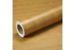 Hode Self Adhesive Wallpaper 40cm X 3m Wood Grain Brown Paper Sticky Back Plastic Roll Peel and Stick Waterproof Removable Vinyl Film for Furniture Bedroom Kitchen Wall