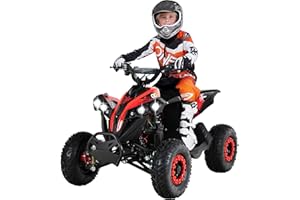 ‎ACTIONBIKES MOTORS Actionbikes Motors Kinder Quad Elektro ATV Reneblade | 𝟒𝟖 Volt 𝟭𝟬𝟬𝟬 Watt Motor bis 𝟐𝟒 km/h - Kinderquad - Pocket Quad - Miniquad - Safety Fußschalter - Für Kinder ab 8 Jahren (Schwarz/Rot)