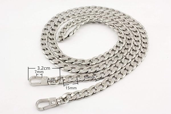 Chaîne de rechange pour sac à main à bandoulière, chaîne en nickel, dorée, effet bronze au choix, courte ou longue, 60 cm/68 cm/120 cm/140 cm 120cm nickel