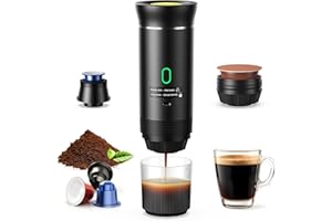 Yospinber Cafetière Portable 3 en 1, Cafetiere Rechargeable Expresso Machine a Cafe compatible avec capsules Ness-preso, Dolce-Gusto et café moulu, pour Bureau, Maison, Voyage