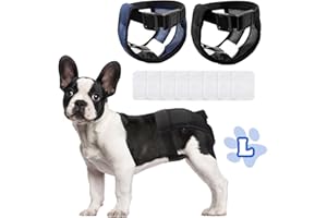 JUNUNDJING 2 Piezas Bragas Perras Menstruales, Pañal Perro Hembra, Pañales Perro Macho Hembra, Pañales para Perros Hembra, Bragas para Perros Celo Hembra Trae 8 Toallas Sanitarias, Reutilizable y Lavable (L)