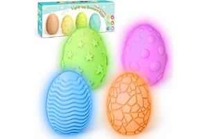 NYOBABE Sensory Toys for Autism,4 Textures 7 Colors Sensory Lights,Sensory Toys for Toddlers,Egg Night Light for Kids,Light Up Autism Toys,Xmas Birthday Easter Gifts for Boys and Girls Ages 3+